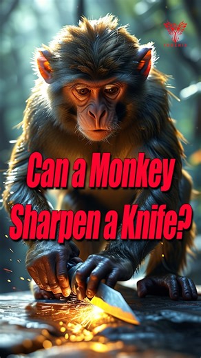 Phoenix Animals on Instagram: "Stone and Knife: The Monkey’s First Step Toward Thought A knife in his hand... A stone in front of him... And something on his mind... This scene isn’t just a random act of an animal... It’s a silent testament to how nature blends evolution, learning, and the instinct to survive. Nature always surprises us... This monkey is not just an animal; it’s a mind wandering at the edge of thought. Perhaps, it’s the first glance thrown toward humanity... #monkey #knifemaster