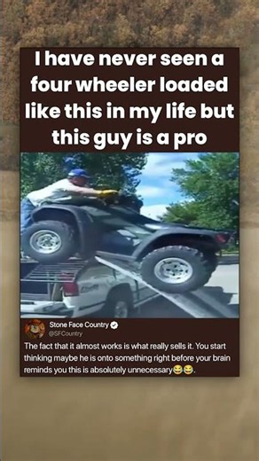 have never seen a four wheeler loaded like this in my life but this guy is a pro