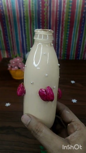 DIY beautiful flower vase ✨♥️🥰😭 with glass bottle # short video.