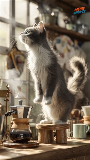 Cat Makes Coffee for His Wife and Family