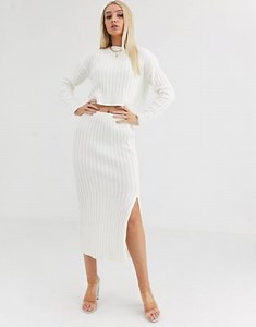 PrettyLittleThing knitted co-ord in cream | ASOS
