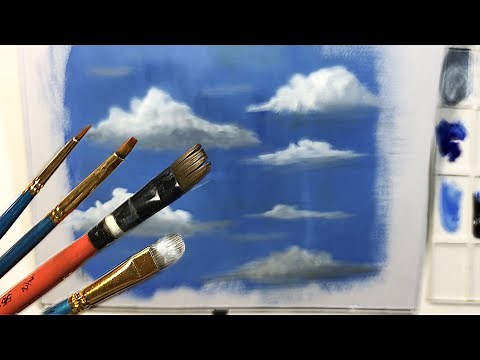 HOW TO PAINT CLOUDS STEP BY STEP WITH ACRYLIC OR TEMPERA PAINTS - EASY