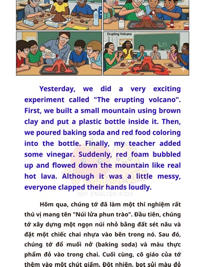 THE VOLCANO EXPERIMENT - Thí nghiệm núi lửa phun trào #tienganhgiaotiep #hoctienganh #tienganh #english #joyenglishkids #tienganhtreem #volcano #experiment