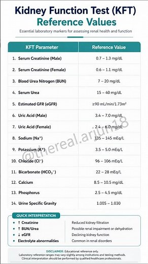 Kidney Function Test (KFT) Explained | Creatinine, BUN, eGFR, Urea & Normal Reference Values