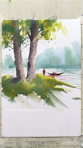 Trees 🌳 Drawing Tutorial // Wercolour demonstration ❤️ #fblifestyle | Ranjan/Watercolor Artist