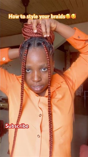 How to easily style your big box pineapple braids / ginger color braids /hair tutorial