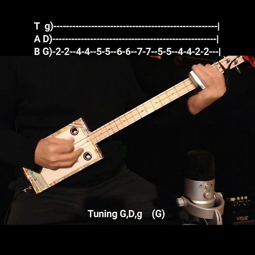 Guitar Boogie - Short "No Chat" Lesson for Fretless 3 string Cigar Box slide Guitar