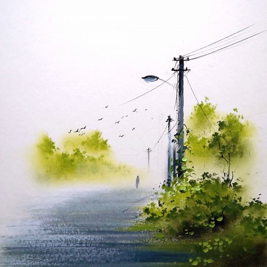 143K views · 9.2K reactions | A beautiful misty morning - easy oil pastel drawing tutorial for beginner | Morning Drizzle | Facebook