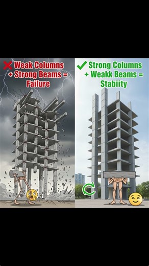 Why Columns are strong in Building Than beam ? #structuralengineering #civilengineering