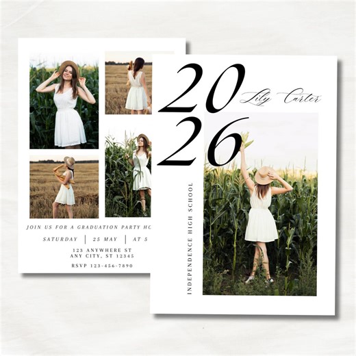 Elegant Graduation Invitation Canva Template, Class of 2026 (digital Download) - Etsy