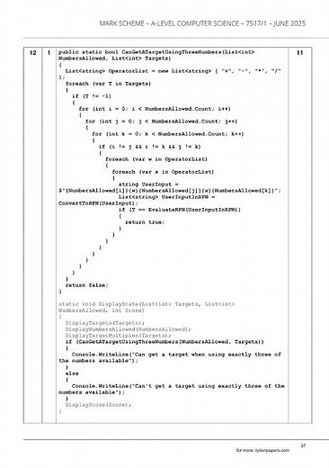 2025 AQA A Level COMPUTER SCIENCE Paper 1 and Mark Scheme Combined (7517/1)