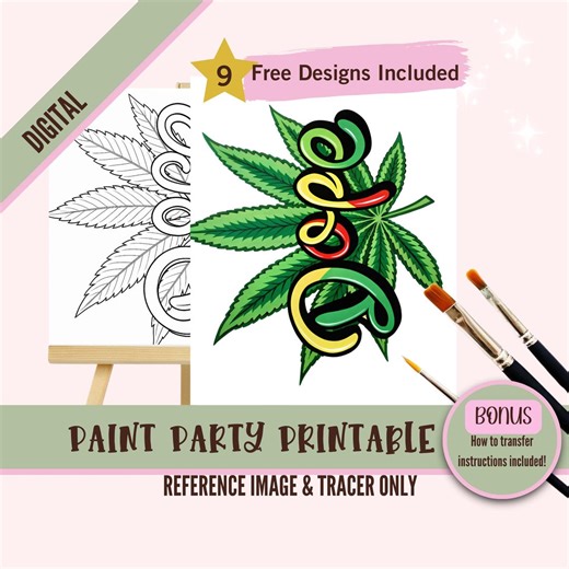 420 Sip and Paint Downloadable Stencil Art, DIY Acrylic Painting Party Image Transfers, Paint Night Canvas PNG Sublimation Digital Download - Etsy