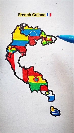 Draw Flag Map of French Guiana 🇬🇫 France 🇫🇷 #frenchguiana #france #flag #drawing