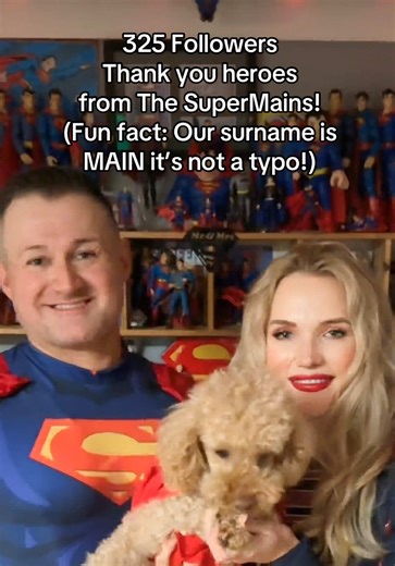 Just reached 325 followers! Thank you heroes. We appreciate you all. Let us know in the comments who you are and where you are from? Fun fact: our surname is Main it’s not a typo as people keep asking! We thought it was a fun play on the Superman name. What do you think of our dog TEDDY as KRYPTO? #krypto #thankyou #thesupermains #supergirl #follower