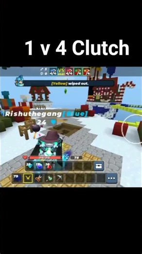 Blockman go bed wars 1v4 clutch gameplay #shorts #blockmango #bedwars