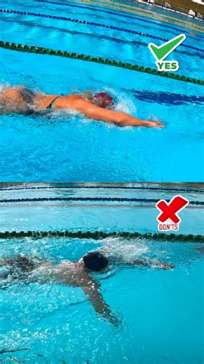 Where you look shapes how your body sits in the water. Keep 10–20% of your head above the surface, eyes up to 45° forward, and press lightly with your chest. This helps your hips and legs stay higher. #headposition #triathlete #swimfaster #swimmingtechnique #swimmingcoach | Effortless Swimming