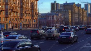 Time lapse. Heavy traffic on the road. fast playback. defocusing, blurred. Ultra HD stock footage