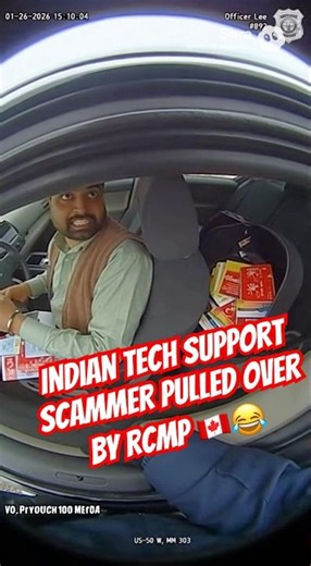 RCMP pulls over an Indian tech support scammer #bodycam #scammer #police #canada #trump #funny