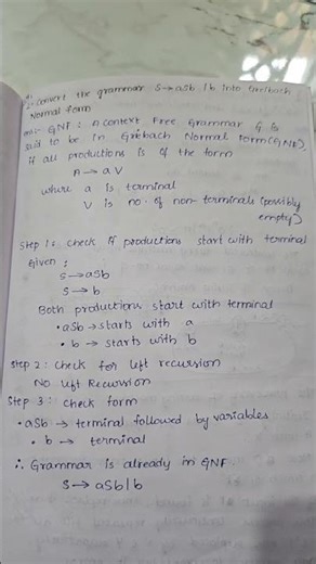 Convert the grammar into grei batch normal form#flat #jntu