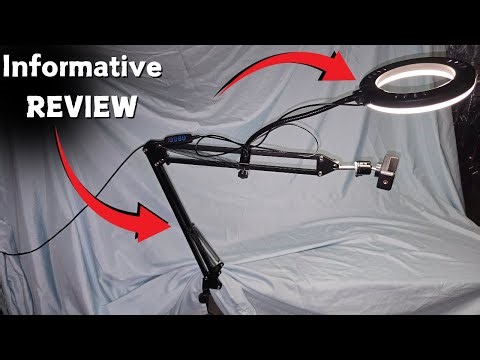 Overhead Camera Mount with Ring Light, Flexible Articulating Phone Arm Stand