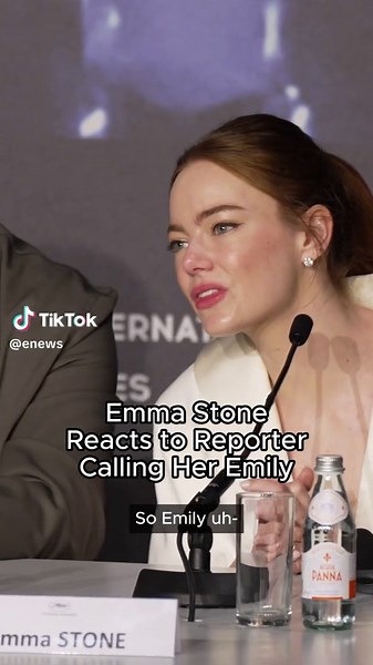 #EmmaStone reacts to a reporter calling her by her real name at #Cannes2024.