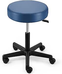JMU Rolling Stool with Wheels, PVC Leather Large Seat, 400lbs Heavy Duty Adjustable Height for Dentists Healthcare (Seamist)