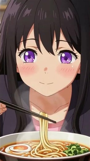 Cute Anime Girl Slurping Ramen | ASMR | Animated AI Clips