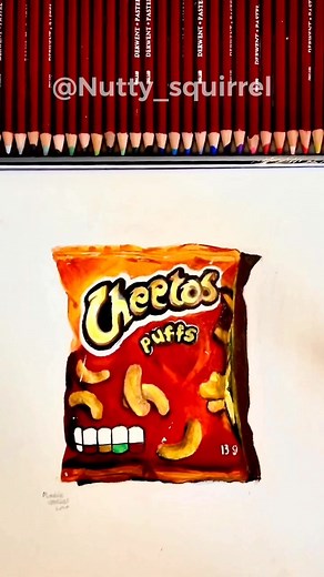 Realistic Cheetos Drawing by a Talented 13-Year-Old Child Artist