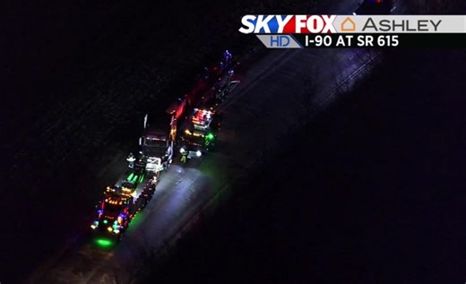 Crews spend hours on scene of semi vs. car crash on I-90