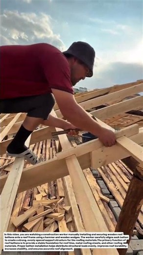 Traditional Wooden Roof Batten Installation Technique | Manual Roofing Construction Process.