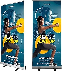 36x80 inch Aluminum Retractable Roll up Banner Stand Conference Display Trade Show Promotion Sign(Stand Only)
