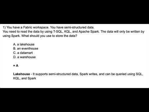 Microsoft Fabric DP-700 Practice: Storing Semi-Structured Data | Question 1