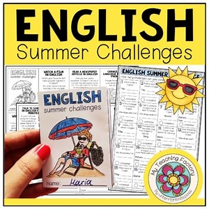 ENGLISH SUMMER CHALLENGES for English learners - (Small Booklet   Worksheet)