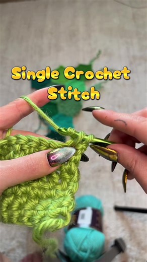 Learn how to do the single crochet stitch in 60 seconds. #singlecrochetstitch #crochetstitchtutorial #crochet #crochettiktok