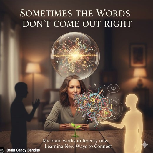 🌿 Life After a Traumatic Brain Injury — 27 Years Later Living 27 years post-TBI has taught me a lot… and one of the biggest lessons is this: Sometimes the words I say don’t come out the way they sound in my head. It can be one of the most frustrating parts of life after a brain injury — for me and for the people I love. I may think I’m saying something calmly, kindly, or clearly… but it might come out sharp, flat, or completely different than I intended. And I usually don’t even realize it in t
