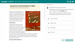 BrainPOP / Assignment / \&) Civil War I Leveled Reading (Practi... | Filo