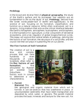 Pedology Physical Geography Worksheet Sub-Plan Classwork Homework