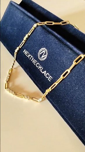 N5397 Golden Round Cut White Sapphire Paper Clip Necklace For Women Wedding Jewelry