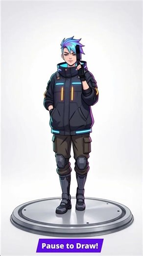 Drawing Reference Anime Cyberpunk Female Character With Pistol 360°