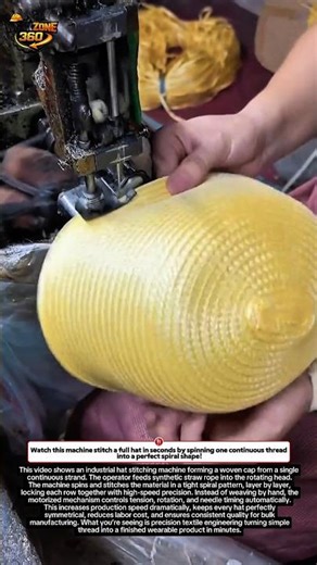 CRAZY Hat Machine Spins Thread Into Perfect Caps 🤯 #satisfying #factory #shorts