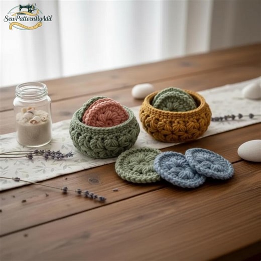 Face Scrubbies With Basket Crochet Pattern PDF | Reusable Facial Scrubbies | Puff Stitch Basket | Eco Friendly Skincare | Digital Download - Etsy