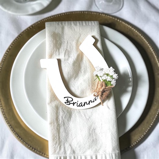 Wedding Place Cards Horseshoe | Personalized Escort Cards | Western Wedding Table Seating | Rustic Name Tags Wedding Decor - Etsy
