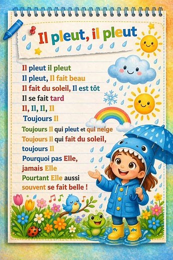 🌧️ Il Pleut Il Pleut ☀️ | French Kids Poem | Learn Weather in French
