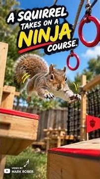 A squirrel takes on a NINJA course. 🐿️ | @MarkRober #science #ninja #engineering #markrober #shorts