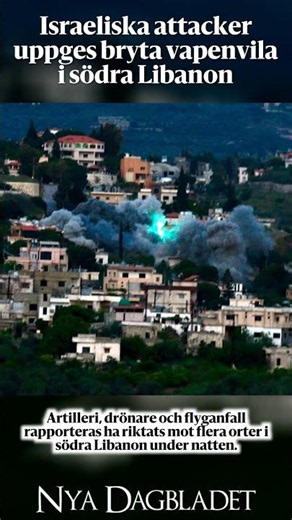 Israeliska attacker uppges bryta vapenvila i södra Libanon