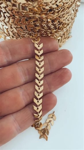 No Fade No Tarnish Permanent Jewelry Making Flat Chevron Link Chain - 18k Gold Silver Finished Stainless Steel Fish Bone Chain - Etsy