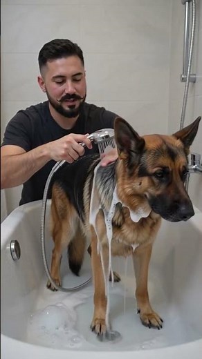 How to bath German shepherd dog bath 🛁 time #fyp