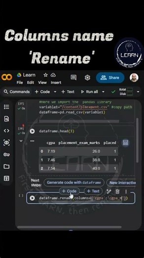 Rename columns name using pandas .