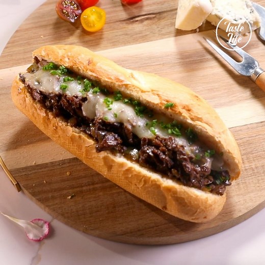 677K views · 4.6K reactions | Philly cheesesteaks are iconic! This is Chef Nick's version of the sandwich, served with wholesome and crunchy fresh salad.綾 Recipe: https://www.tasteshow.com/product/philly-cheese-steak-with-a-classic-wedge-salad_29816.html | Taste Life | Facebook