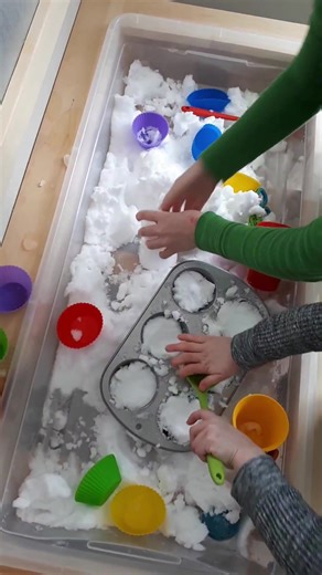 If you have snow this is the easiest sensory play activity! ❄️ Fill your sensory table with snow, add cups, spoons, trays etc. Let your kids have fun!! They can use all the tools to move and mold the snow keeping their hands warm in the process! ✨ Save this activity for when you don't want to go outside or it's too cold 🥶 out! #sensoryexperience #sensorysnowplay #sensoryplay #snowmuchfun #snowsensorybin #snowfun #snowplay #openendedplay #learningfun #learningthroughplay #momsoftiktok #momtok #s